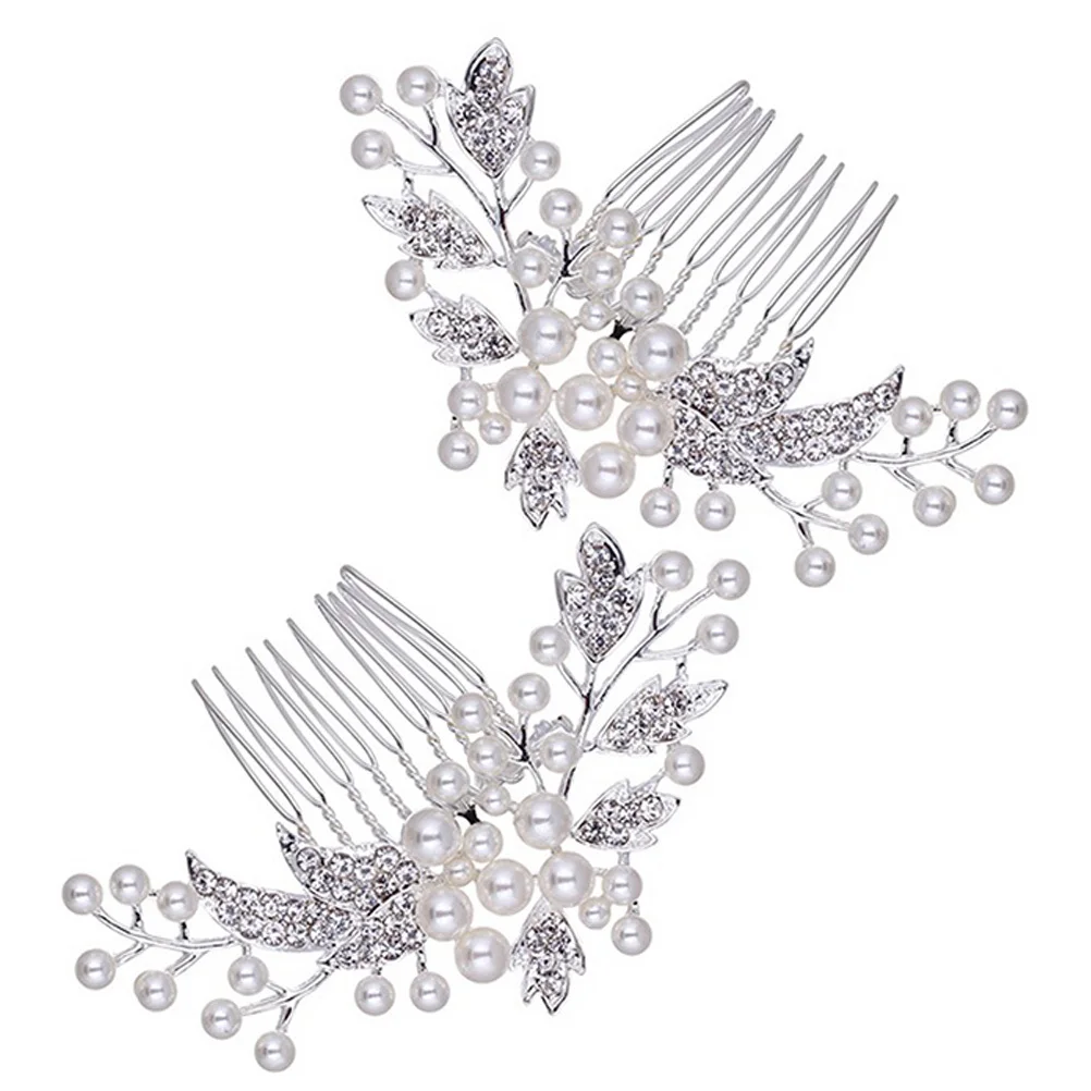 

2Pcs Pearl Hair Comb Exquisite Decorative Side Combs Bridal Wedding Accessories for Women Girls Prom Birthdays