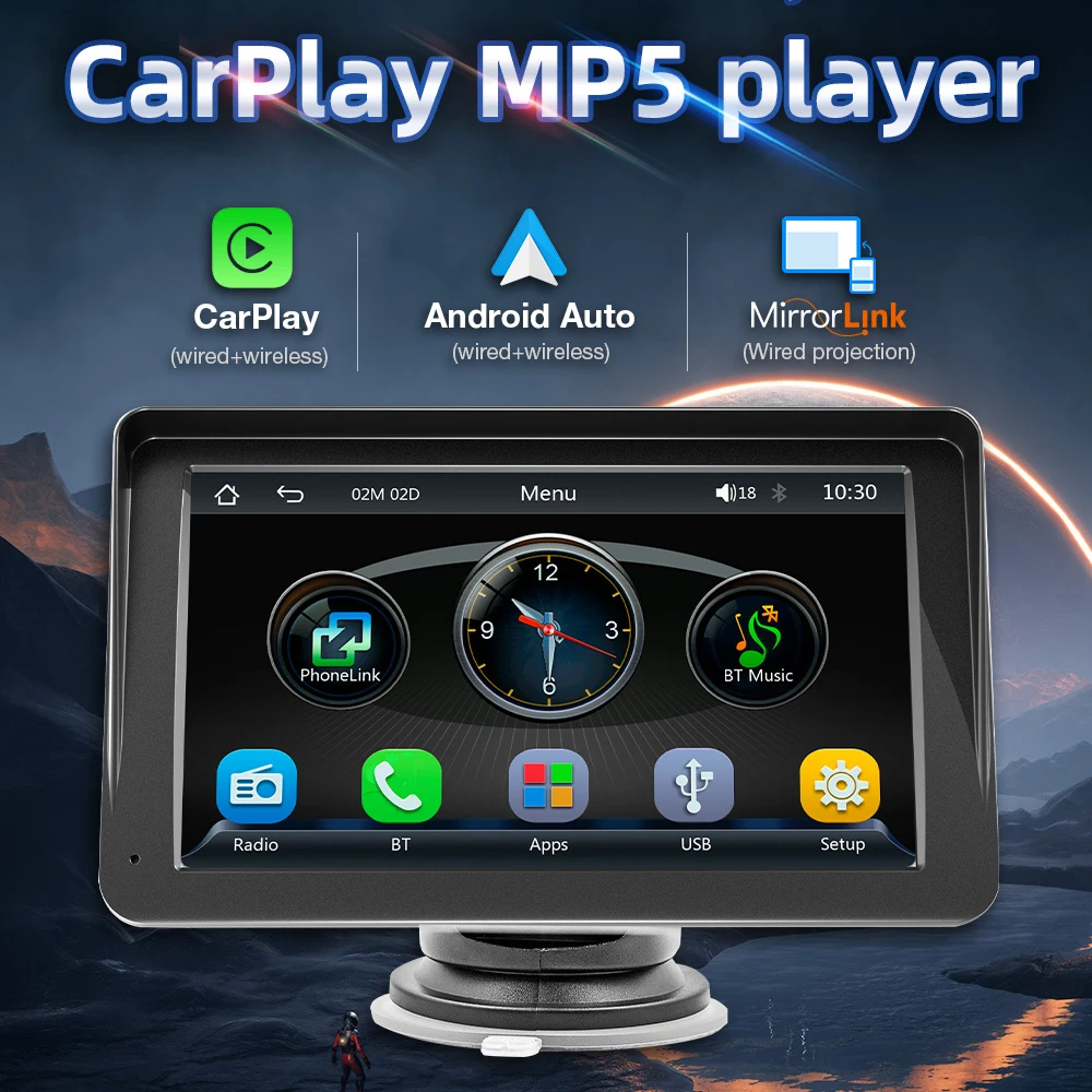 B5300 7 Inch Car Radio Android auto Carplay Wireless Car Audio Multimedia Player Touch Screen With USB AUX For Rear View Camera