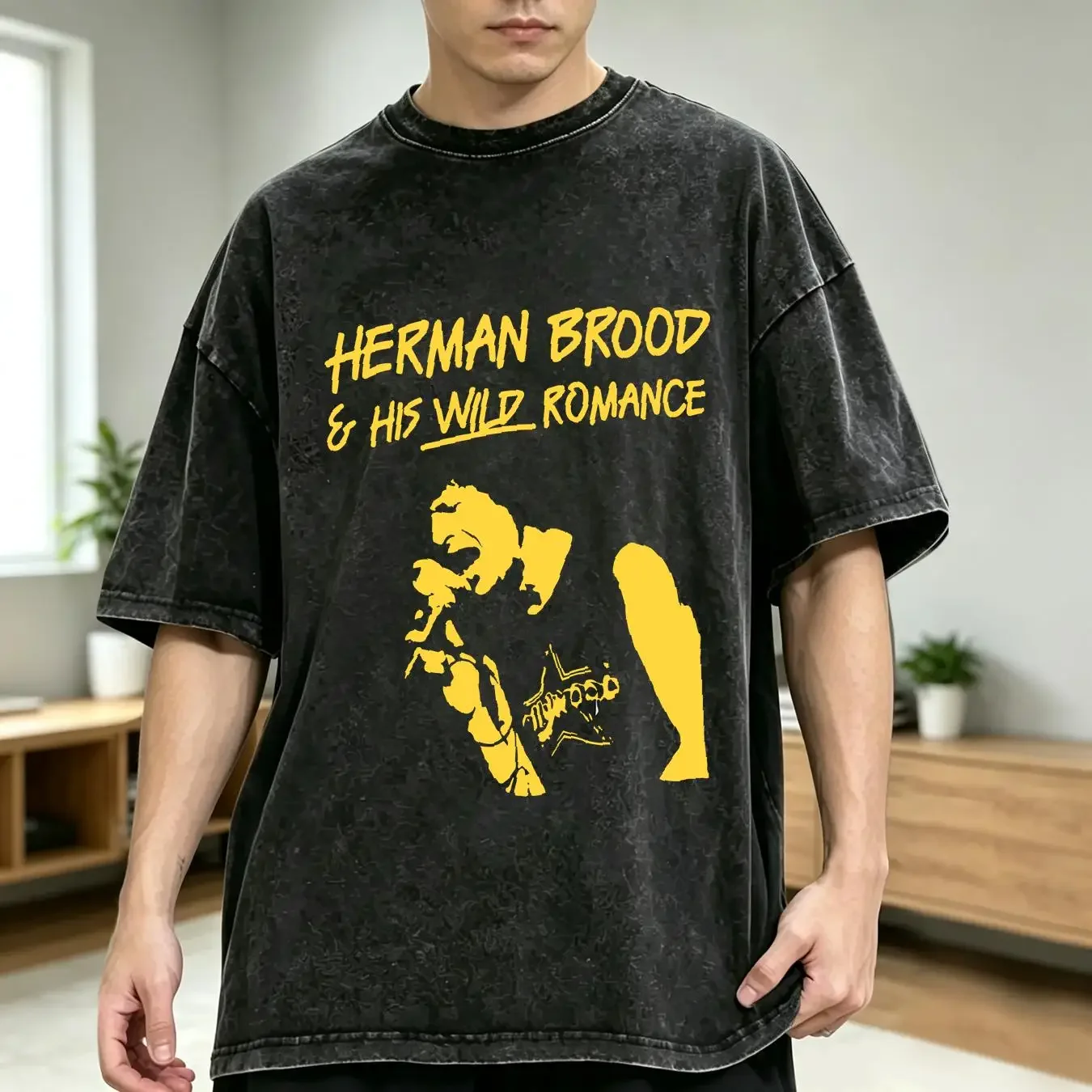 washed T Shirt VINTAGE 70s HERMAN BROOD AND HIS WILD ROMANCE ROCK PUNK TOUR CONCERT long or short sleeves vintage Washed homme