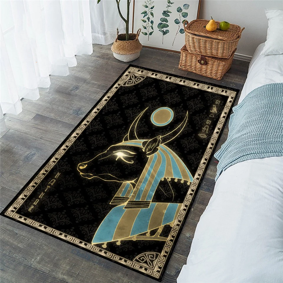 Cool Egyptian Gods themed rugs for living room decor floor  and bedroom  home rug decor, stain resistant  mats