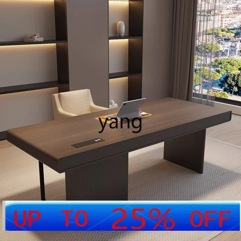 LTT light luxury minimalist solid wood desk modern double study living room home high-end computer boss desk
