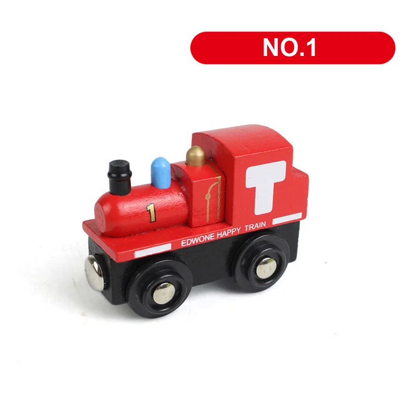 Wooden Magnetic Train Car Locomotive Toy Wood Railway Car Accessories Toys for Kids Gifts Fit for Wood Biro Tracks