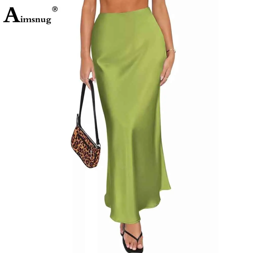 2023 französisch Luxus Imitation Seide Röcke Kleider Frauen Elegante Formale Party Lange Röcke Weibliche High Cut Rock Maxi Böden Neue