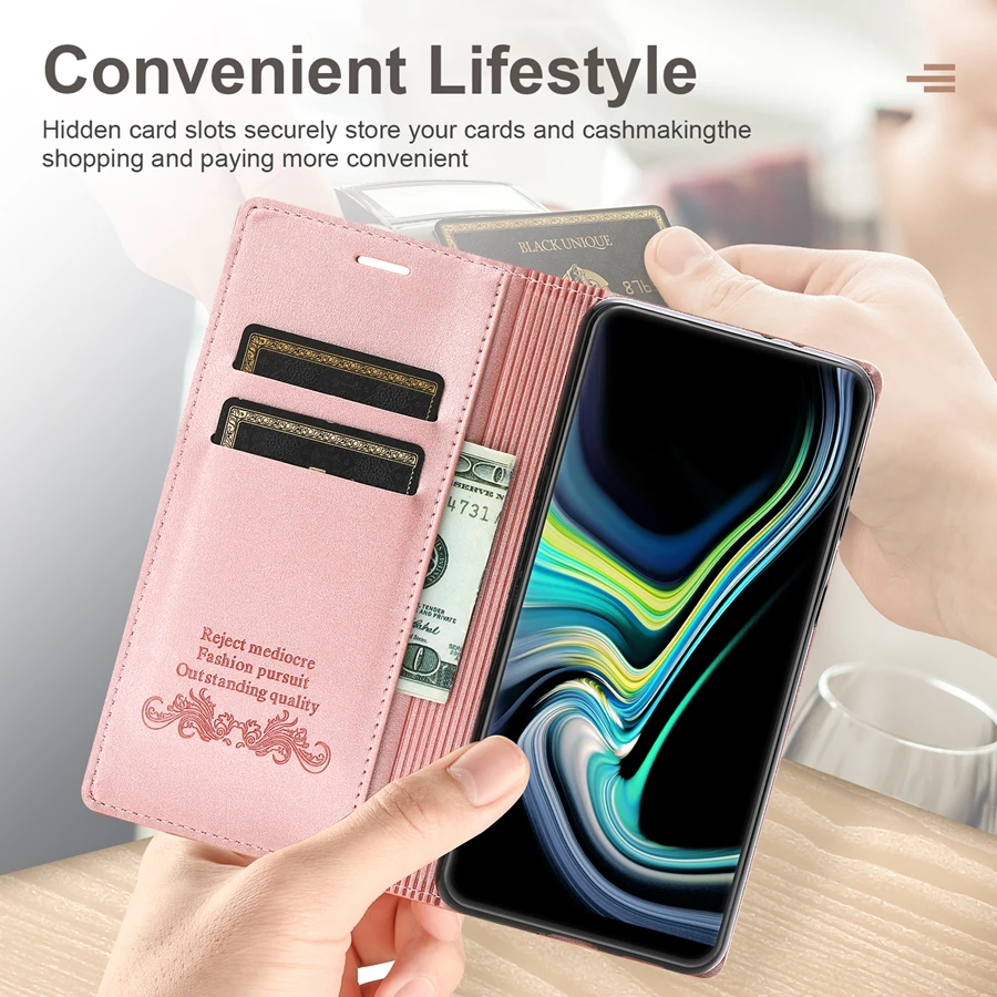 Skórzane etui z portfelem dla OPPO Find X3 Pro X2 Lite Reno 8 Lite 7Z 5 Pro A97 A96 A95 A94 A77 A74 A57 A55 Realme C25 7i Q5i Narzo 50 — zdjęcie produktu 3