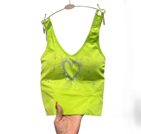 सेक्सी महिला क्रॉप टॉप नियॉन ग्रीन कैमिस महिला नियॉन टैंक 10 best sales नीऑन हरा - №2