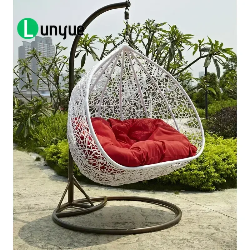 Outdoor Rattan Hanging Egg Chair Garden Swing Seat Durable Wicker Patio Furniture for Backyard Porch Relaxing Comfortable