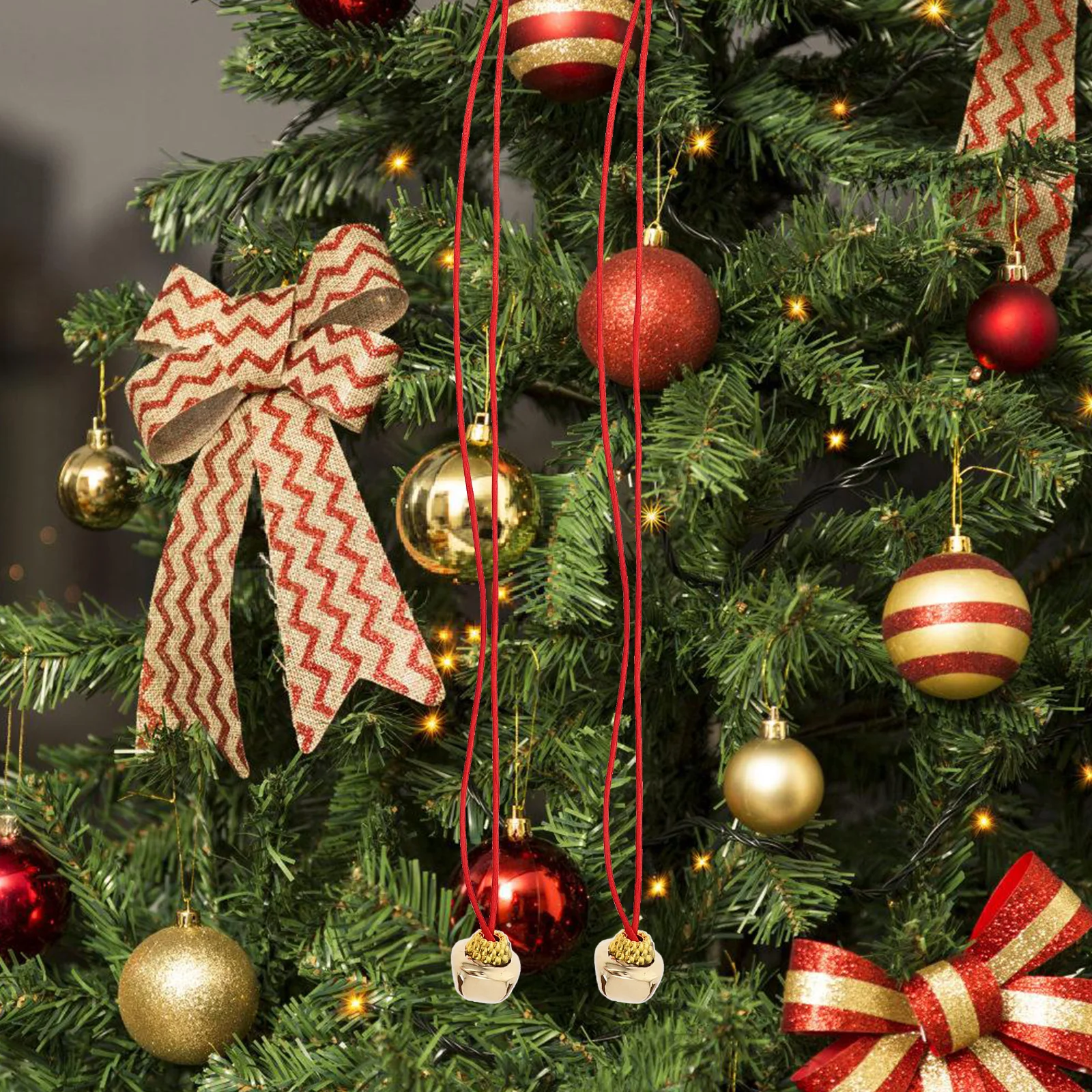 10 PCS Bell Pendant Ornaments for Tree Small Christms Decorations Metal Fairy Decorative Polyester Bells