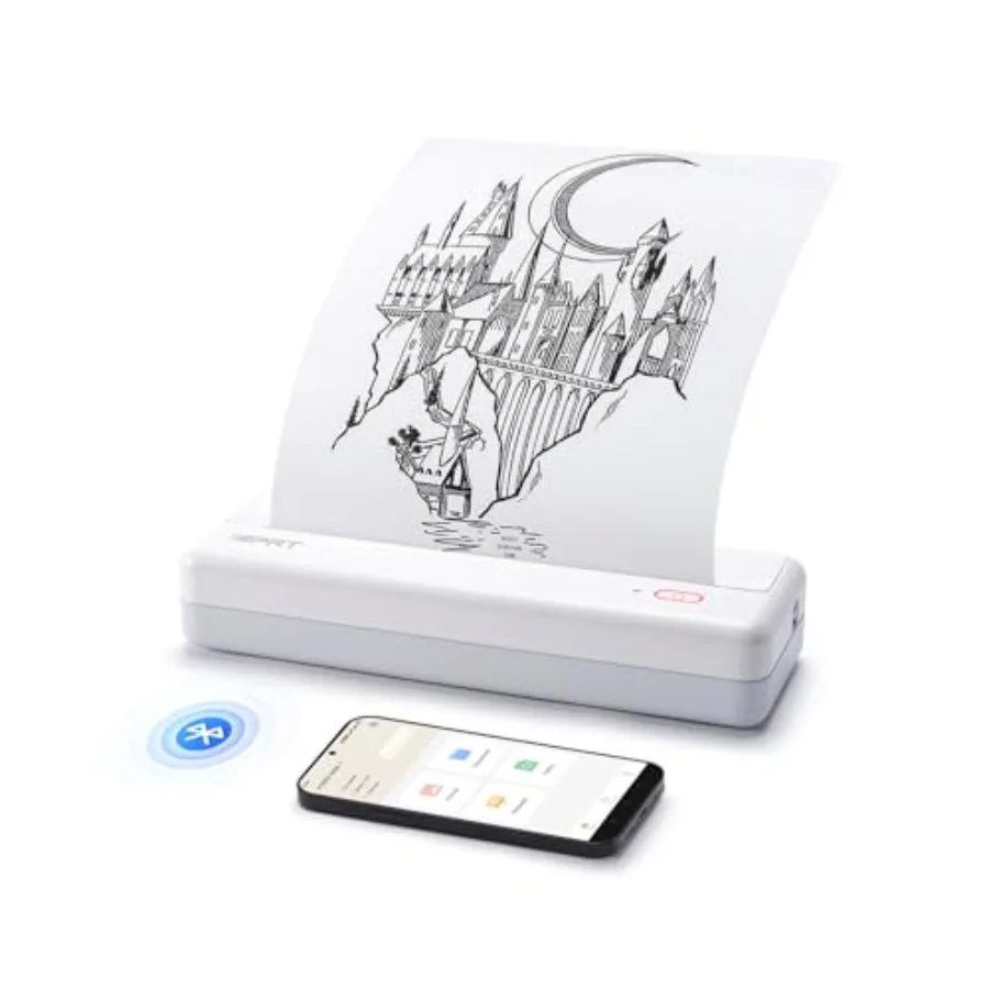 

MT890 Portable Wireless Printer - with Thermal A4 Paper Bluetooth Inkless Printer for Travel/Home Support US LetterandA4andA5 S
