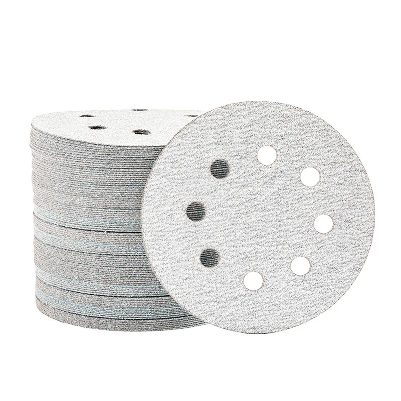 100 pz 5 pollici 8 fori carta vetrata allumina bianca lucidatura disco di lucidatura ad anello autoadesivo per smerigliatrice angolare lucidatura legno metallo