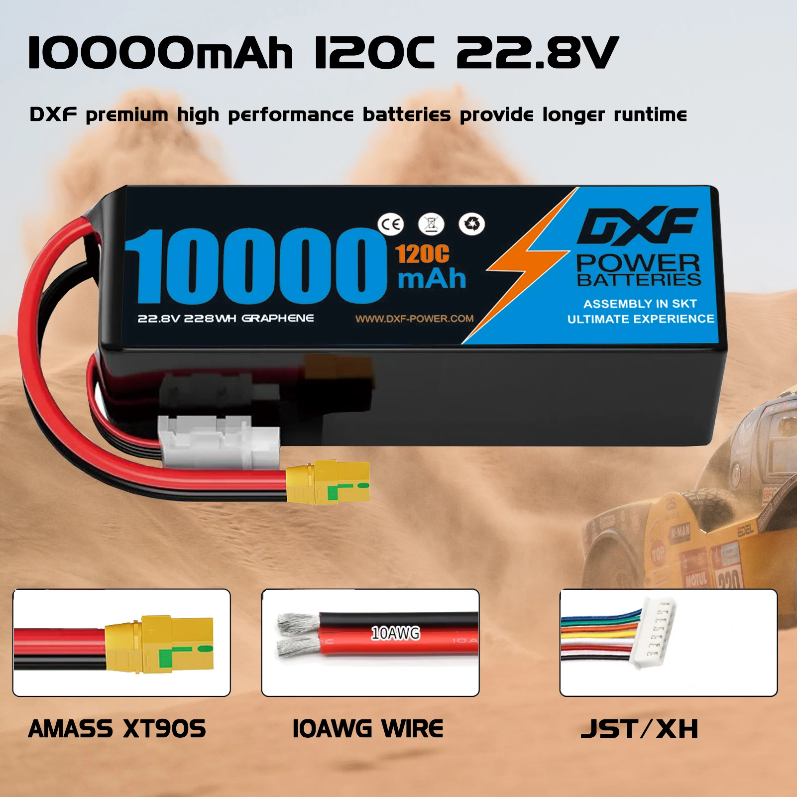 22.8V Lipo 6S 10000mAh Battery 120C with XT90 EC5 Softcase for 1/8 Buggy Truggy Offroad Car Boat Truck Airplane UAV RACIN