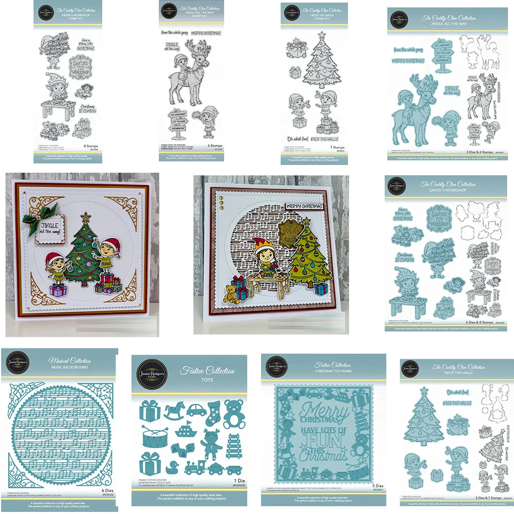 

2026 New Christmas Toy Frame Music Background Die Set Metal Cutting Dies Clear Stamps Handmade DIY Scrapbooking Birthday Album