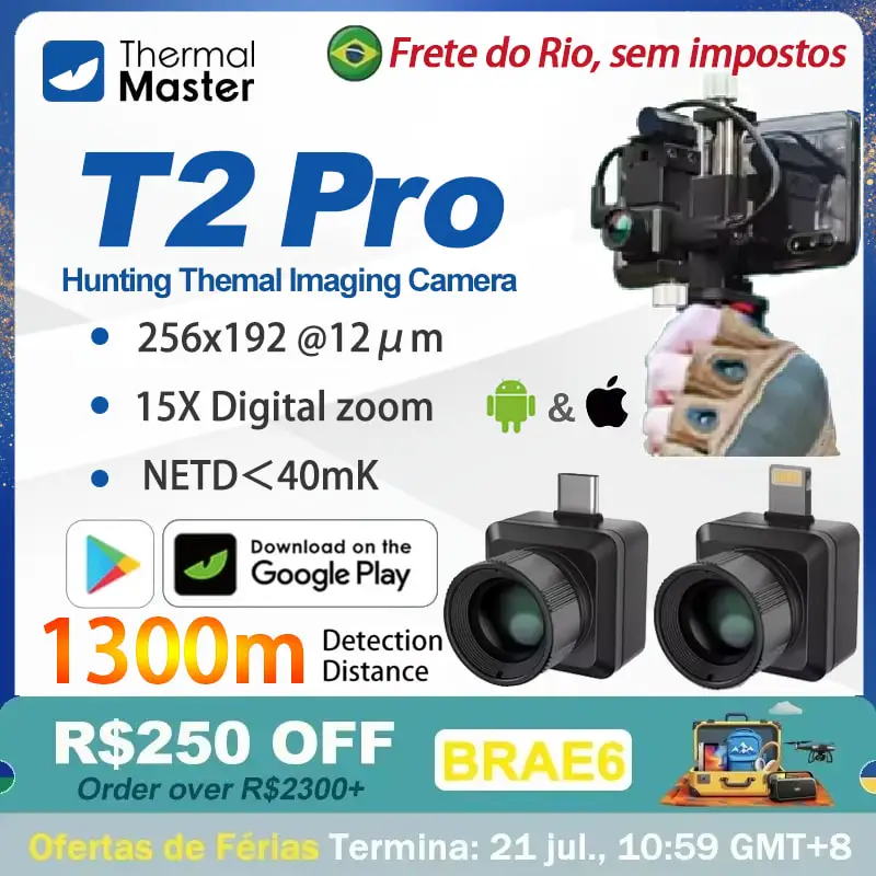 Termocamera InfiRay T2 PRO per caccia all'aperto Telecamera termica monoculare HD a infrarossi 25Hz per visione notturna del telefono con laser