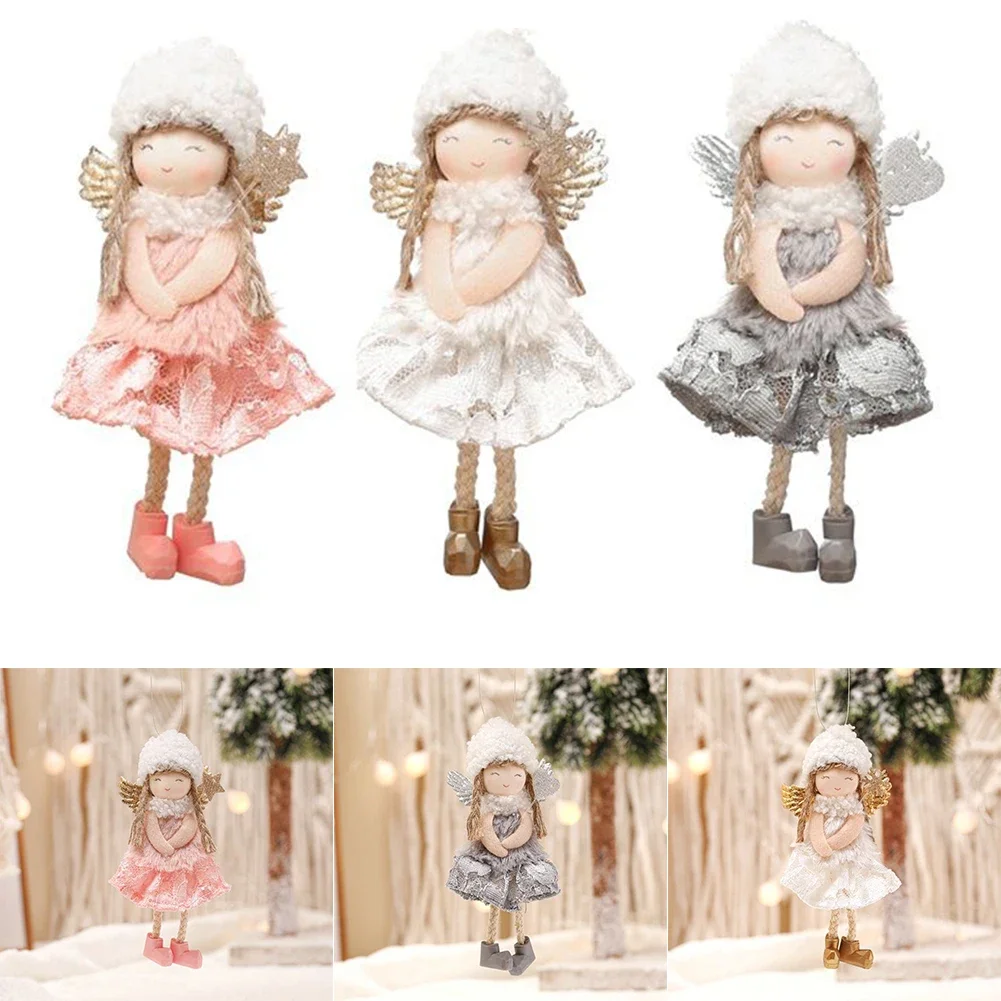 Christmas Ornaments Angel Doll Pendant Xmas Tree Hang Decorations Home Christmas Party Holiday Decor Plush Toys Baby Girl Gifts