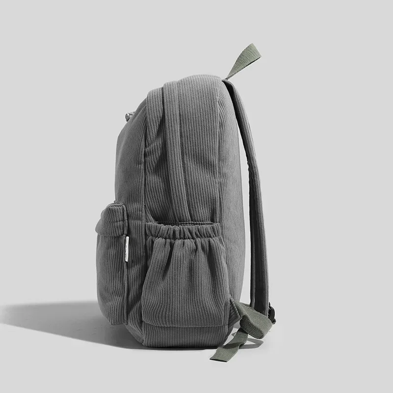 New Solid Color Corduroy Backpack for Students Casual Striped Velvet Backpack 14 Inch Computer Storage Bags for Women