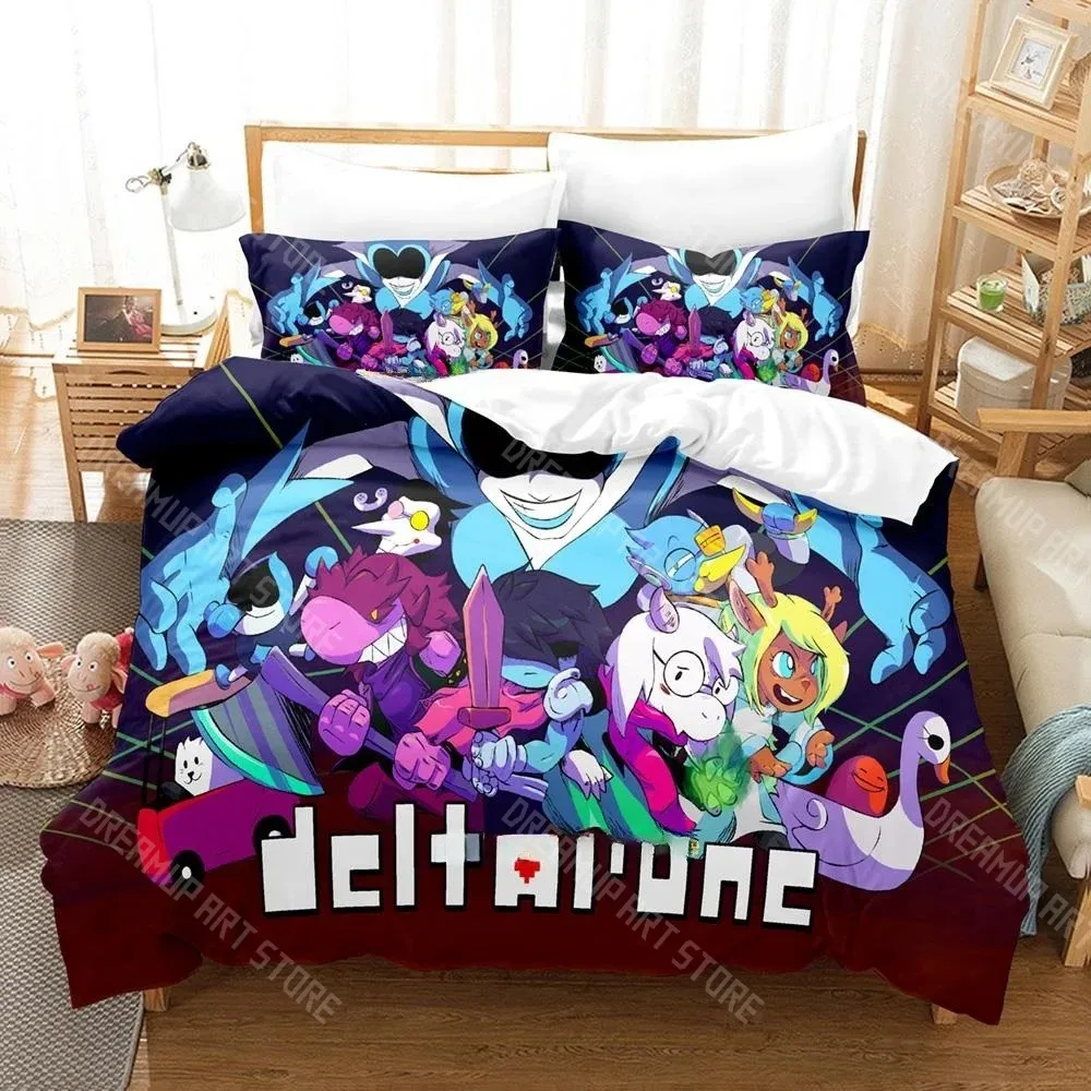 3D Printed Deltarune 2 Anime Game Bedding Set for Boys Girls Duvet Cover Pillowcase Twin Queen King Full Single Double Sizes