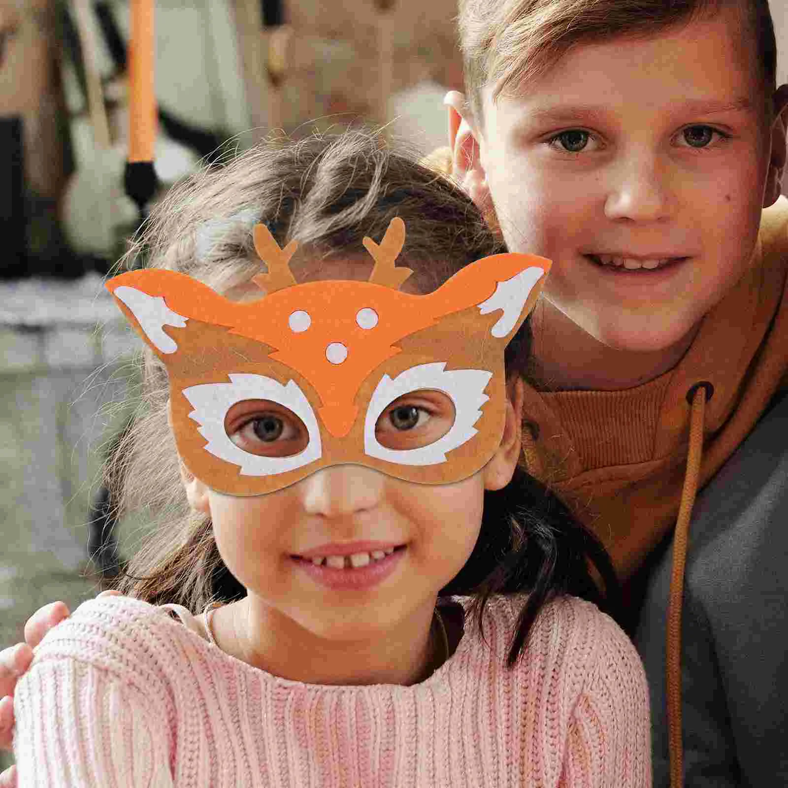 12-częściowy zestaw masek na dzień dziecka Masquerade Party Deer Animal Cosplay Cartoon Kids Felt Baby