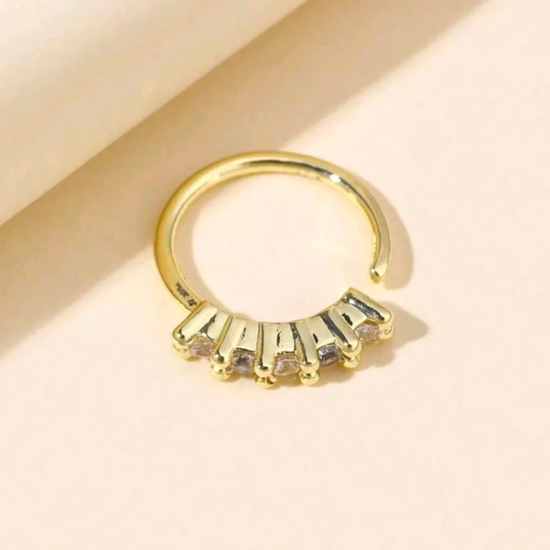 1Pc Simple Light Luxury Single Row Cubic Zirconia Nose Ring, Fashion Piercing Nostril Accessory for Women image 4