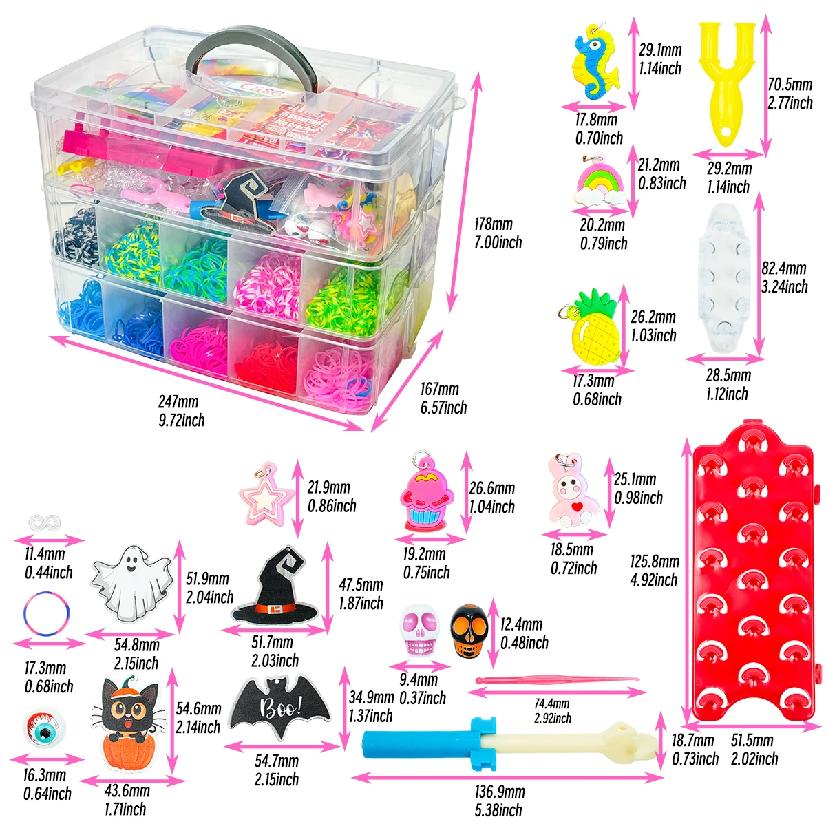 

Набор для изготовления браслетов на Хэллоуин, большой набор радужных браслетов и браслетов с бусинами, подвесками, принадлежности для рукоделия из смолы для девочек