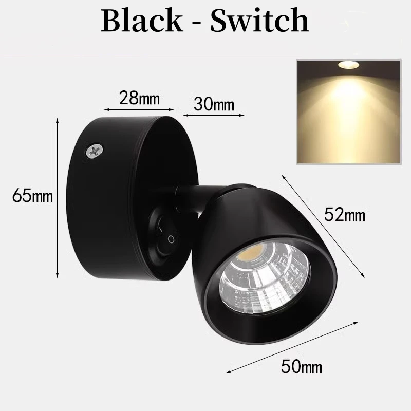 LED Nordic Wall Lamp spotlight Mini Living Room Bedroom Bedside Interior Lamps Family Corridor Stainless Steel Loft Lights Black