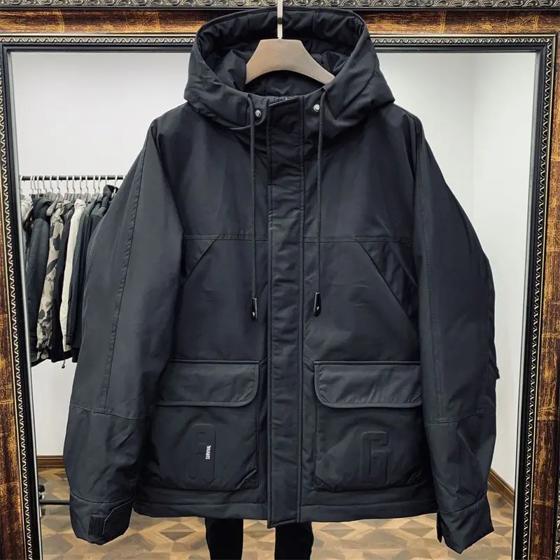 

Американская утепленная куртка с капюшоном, повседневная хлопковая мужская ветровка большого размера с множеством карманов, молодежная модная модель