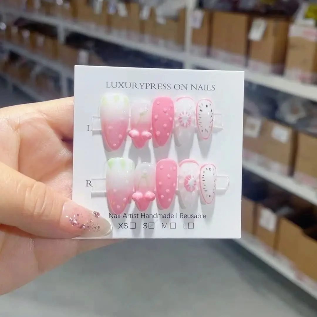 Handgemaakte pers op nagels met verwijderbaar en herbruikbaar ontwerp, hoogwaardige luxe stijl en whitening-effect.nr.D286