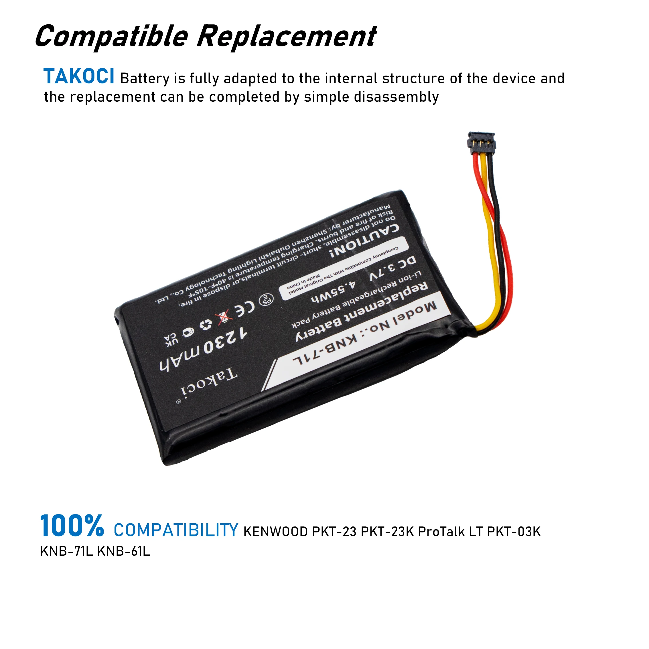 Replacement Battery for Kenwood  PKT-03K, PKT-23, PKT-23K, ProTalk LT, SD2WL8019 KNB-61L, KNB-71L 3.7V/mA