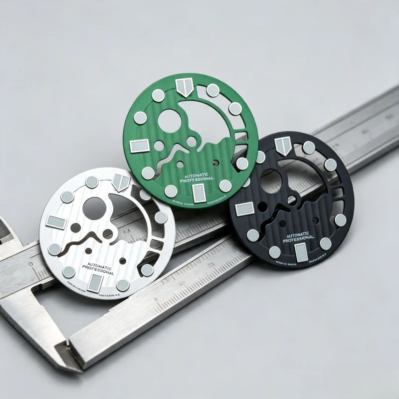 28.5mm Hollow Out Watch Dial C3 Green Luminous Dial Fit NH34 NH35 NH36 Movement SKX007 Turtle Tuna Mod Watch Dial Replacement
