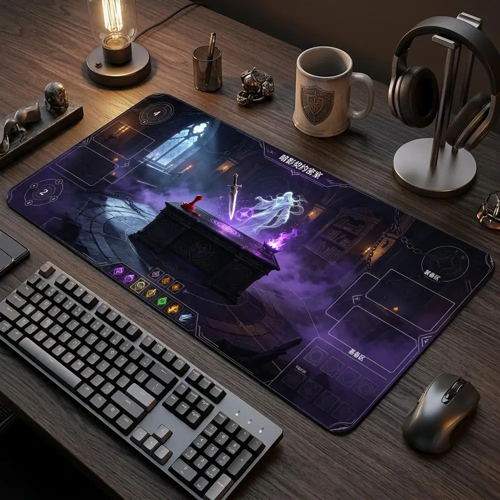 Game Zones Lock Edges TCG Playmat Ghost Sword Large Desk Mat Non-slip Rubber Gaming Mouse Pad Card PC TableMat Tapete de juego