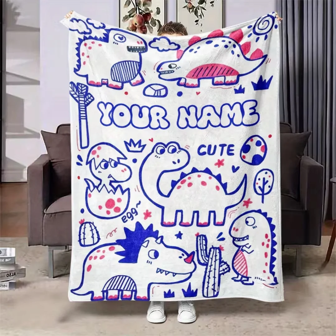 Customize personalized name flannel blankets with two rabbits and an Easter theme, suitable for napping, camping and traveling