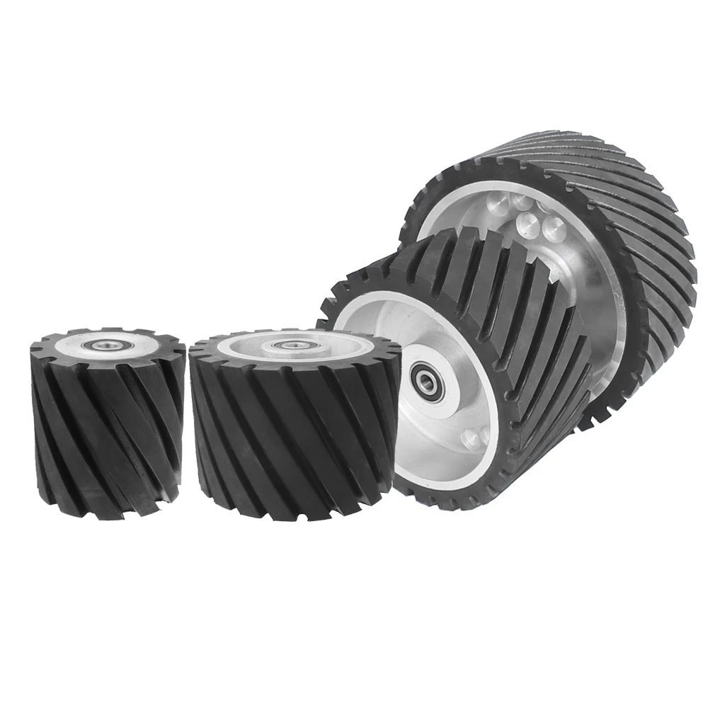 ruota-di-contatto-in-gomma-scanalata-100-150-200-250-100mm-per-smerigliatrice-a-nastro-parte-di-ricambio-dinamicamente-bilanciata