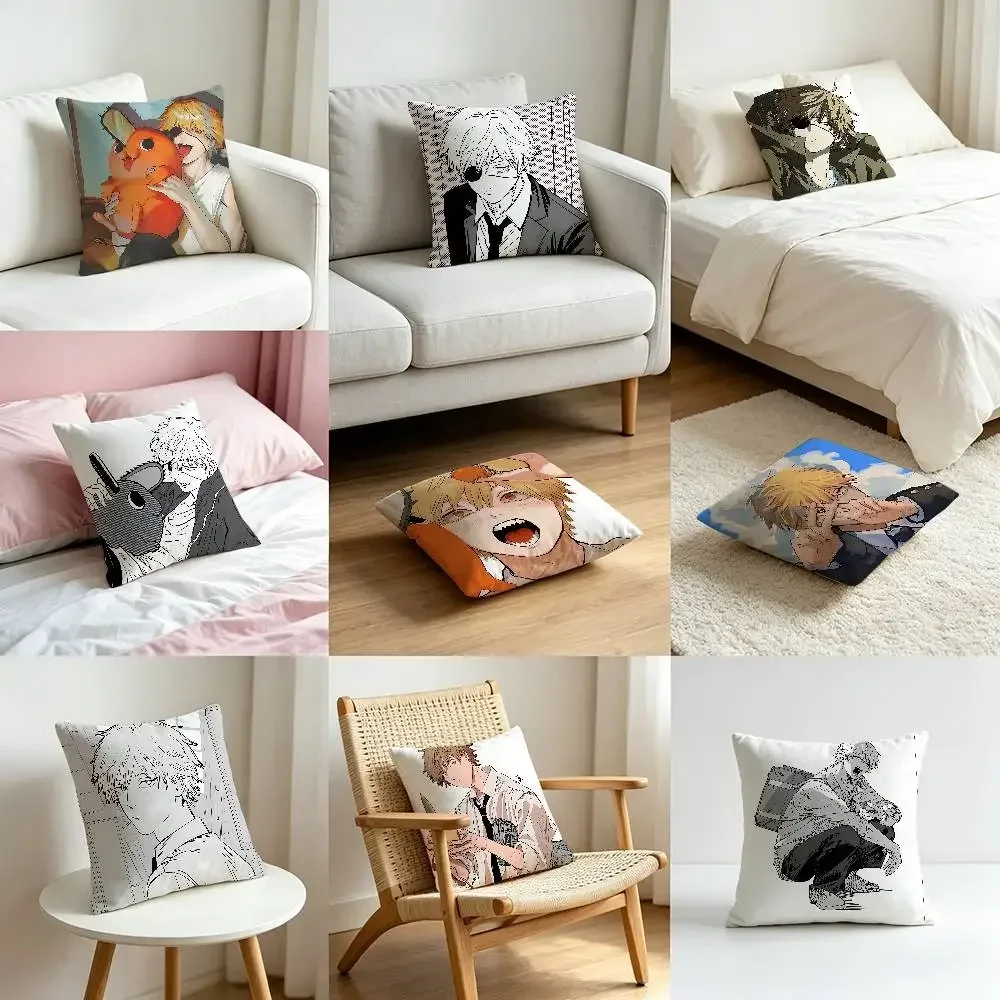 D-Denji Customizable Square Pillowcases, Stylish And Soft, Perfect For Beds, Cars, And Sofas.