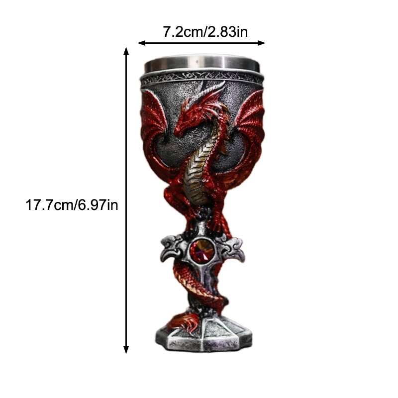 السيف التنين كأس للنبيذ القرون الوسطى الراتنج الفولاذ المقاوم للصدأ كأس العقيق كؤوس كوكتيل كوب ويسكي أكواب الشمبانيا بار درينكوير #6