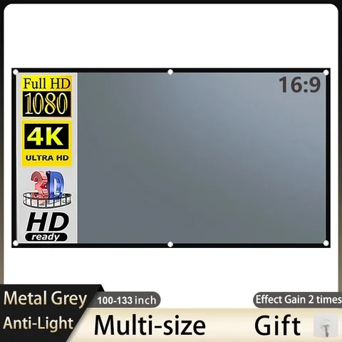 프로젝터 스크린 1000-130 인치 금속 회색 안티 라이트 16:9 구멍이있는 휴대용 검정색 테두리 홈 야외 프로젝션 스크린 프로젝터 스크린 1000-130 인치 금속 회색 안티 라이트 16:9 구멍이있는 휴대용 검정색 테두리 홈 야외 프로젝션 스크린