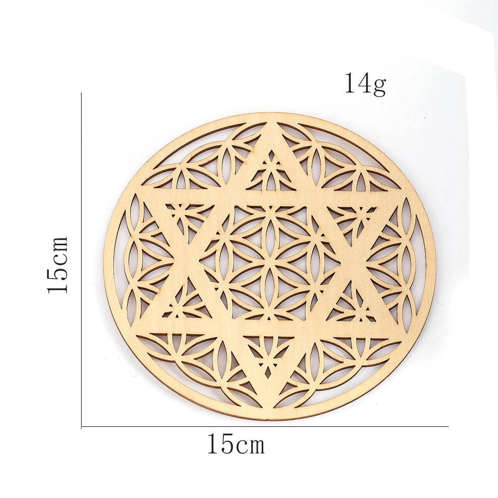 Wooden Hollow Out Star of David Hexagram Sacred Geometry Plate Base Crystal Grid Display Board Stand Hanging Art Home Decor