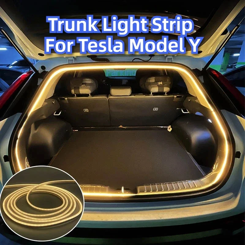 Trunk Light Strip for Tesla Model Y Rear Trunk Neon LED Strip Modified Ambient Lighting Waterproof Flexible Car Accessories 2024