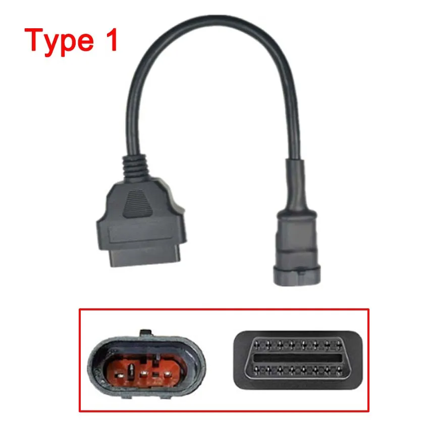 2 Type Option 3PIN To 16PIN OBD2 Cable Car Conversion Line for Fiat/Alfa/Lancia Old 3pin Diagnostic Connector for SYM Motorcycle