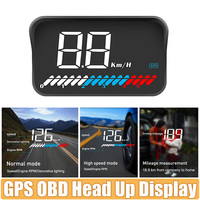 OBD2 + GPS Head Up Display Car HUD Windshield Projector Smart Digital Gauge KMH MPH Speedometer Engine RPM Instant Voltage Meter