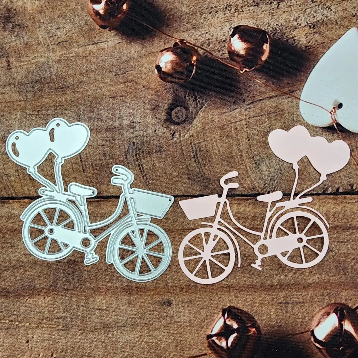 1pc Cute Heart Bicycle Metal Cutting Dies for Scrapbooking DIY Album Production Tool Carbon Steel Craft Bike Die Cut 2024 New