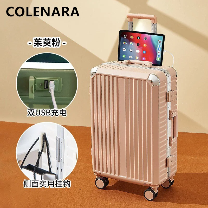 COLENARA Suitcase 28-inch Large-capacity Trolley Case 20 Strong and Durable Boarding Box Student USB Charging Cabin Luggage