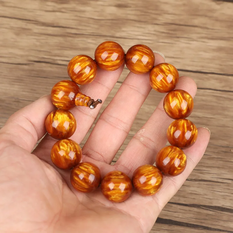 Gold Thread Sea Men's Buddhist Beads Antique Bracelet from Street Market Tourist Attraction Blood Willow 108 Pra