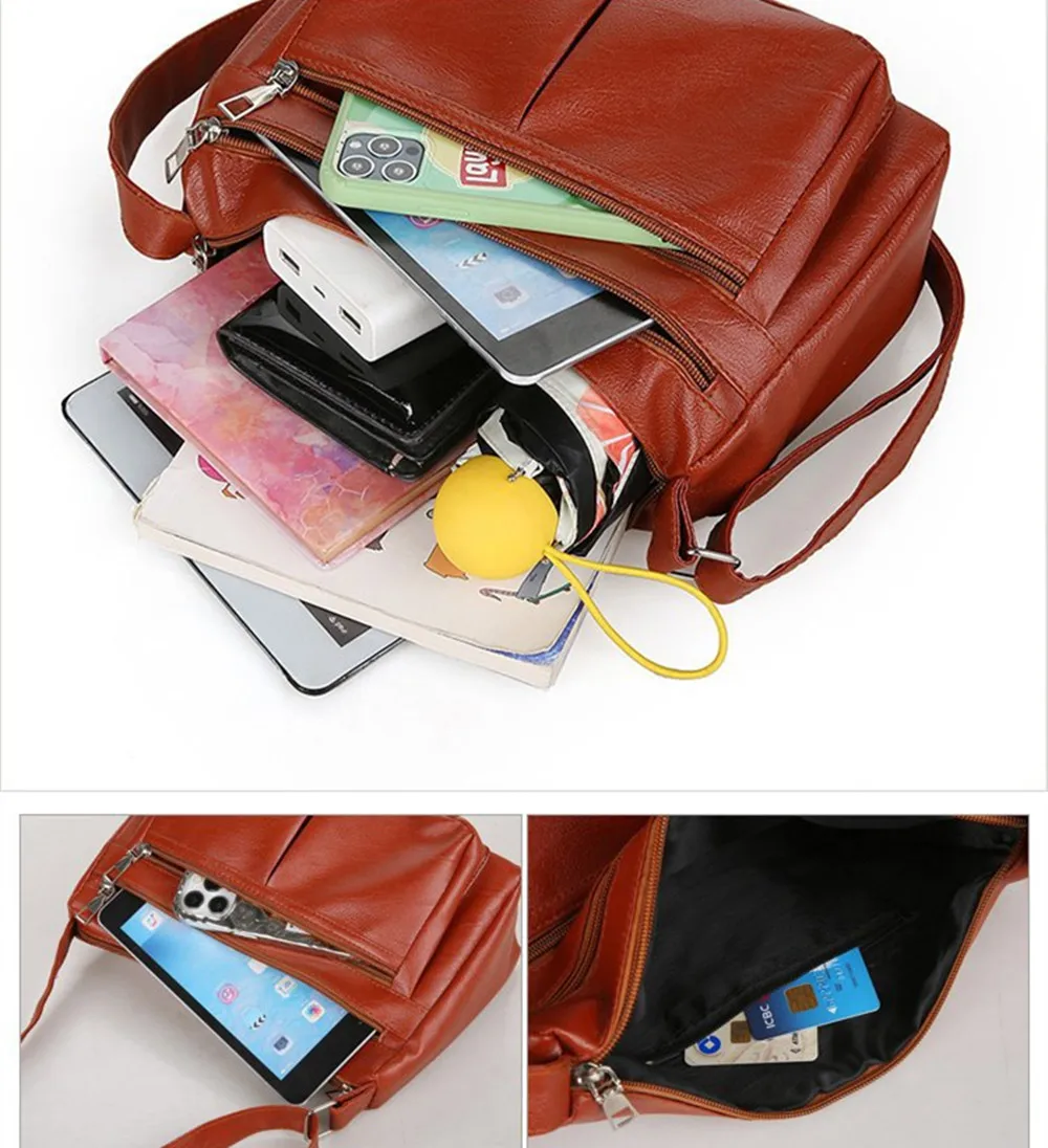 New Mother Package Middle-Aged Female Soft Leather Fashion Versatile Crossbody Bag Trendy Ladies Single Shoulder Bag