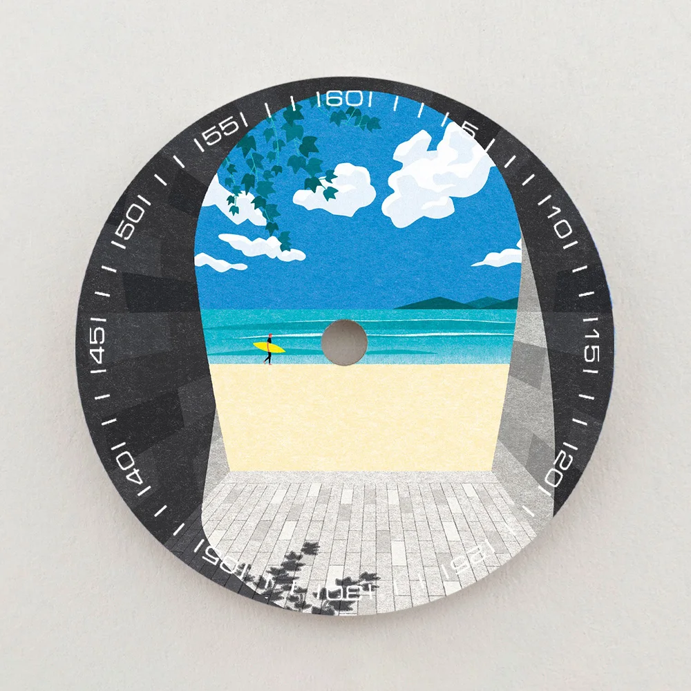 28.5mm NH35 Dial Beach Surf Scenery Dial Luminous Dial Colorful NH36 Dial Watch Accessories Fits NH35/NH36 Movements Custom LOGO