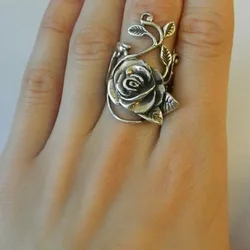 2026 Fashion Trendsetters Japanese and Korean Personalized Rings Simple Retro Rose Exaggerated Atmospheric Ring Jewelry