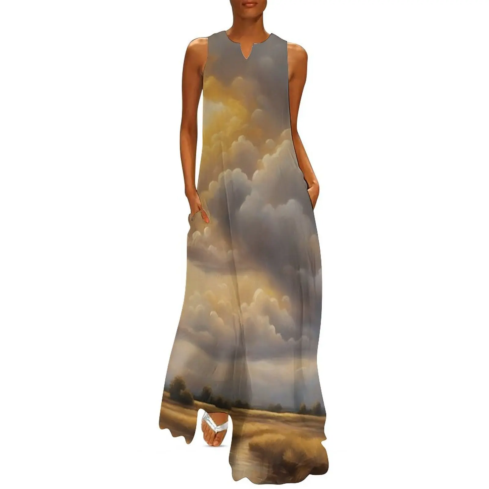 

Cloudy Sky and River Long Dress dress for women summer outfits for women 2025 dresses for woman women's clothing korea stylish