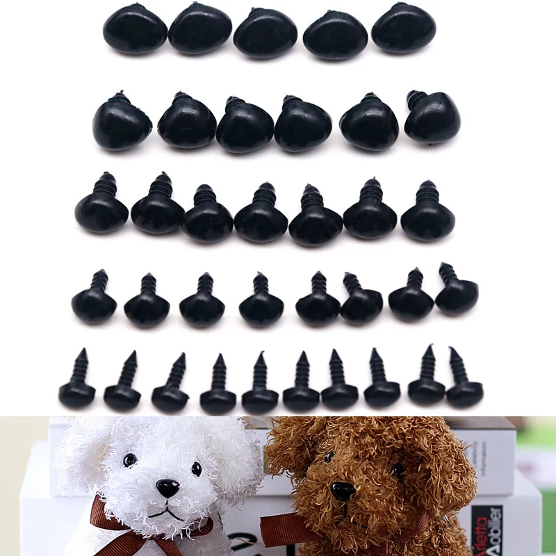 50/100pcs Black Plastic Safety Noses for Toys Amigurumi Dolls Stuffed Teddybear Animals Diy Kit Crafts Come with Plastic Washers