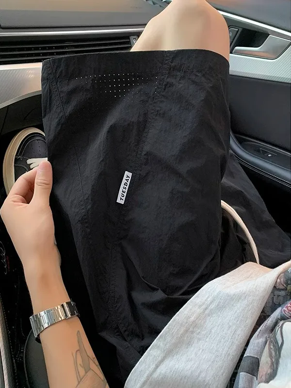 

American Sle Me Qui Dry orts Men Summer Thin Loose Casual Retro Qui Dry Sports Five-Quarter Pants Breathable Comfor...