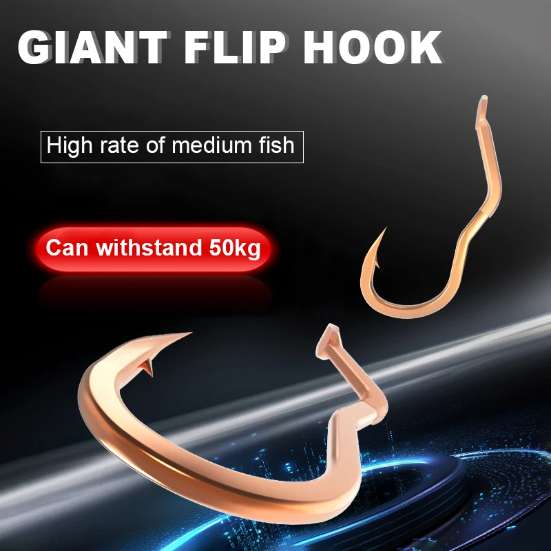 FTK Flipping Hook Sharp Barbed Automatic Flip hook New Invention size15# 16# 17# 15-50kg Fishhook for Carp Fishing