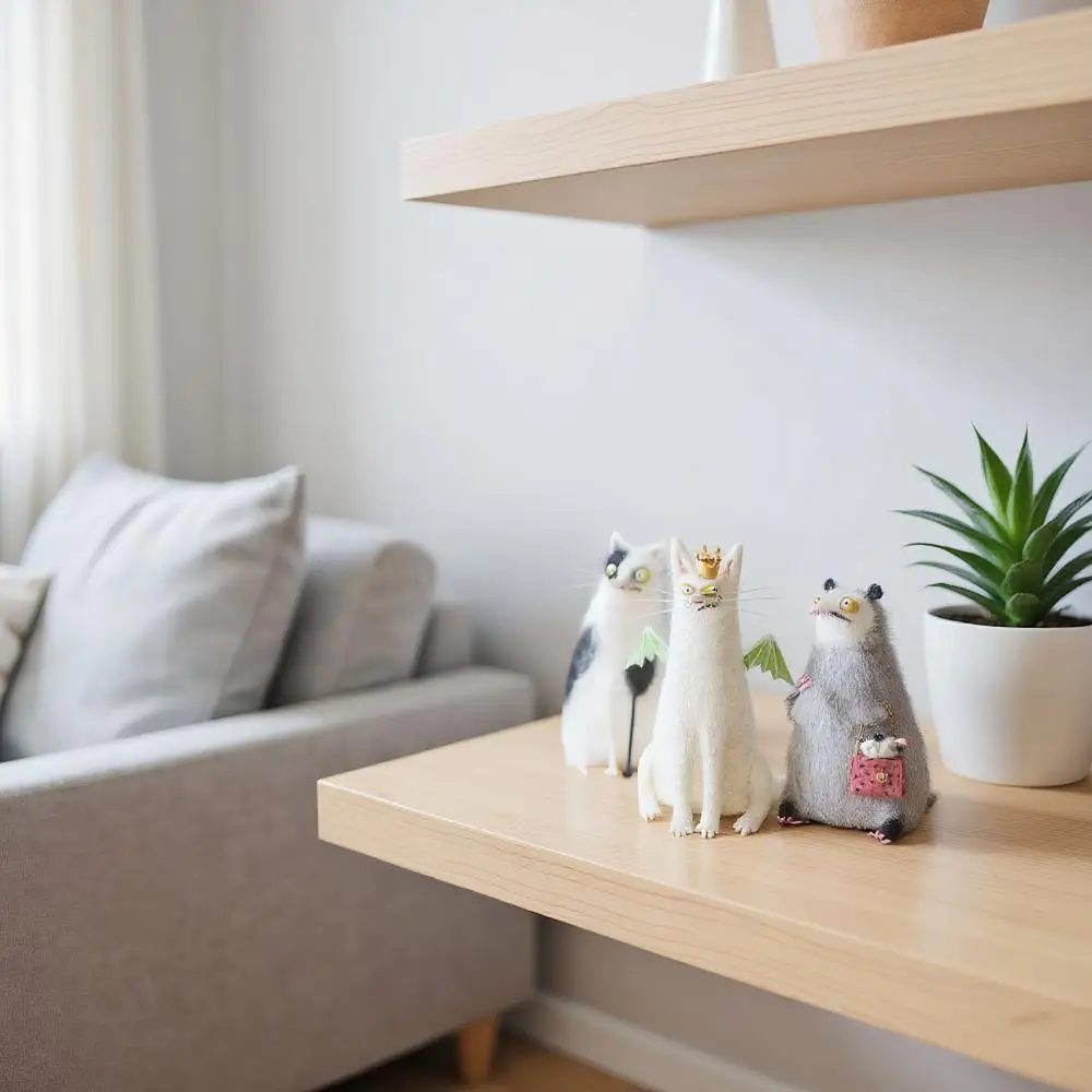 New Cartoon Animal Wool Felt Familiars Quirky Handmade Companions Mini Animal Decor Wool Felt Doll Home Decor Desk Figurines