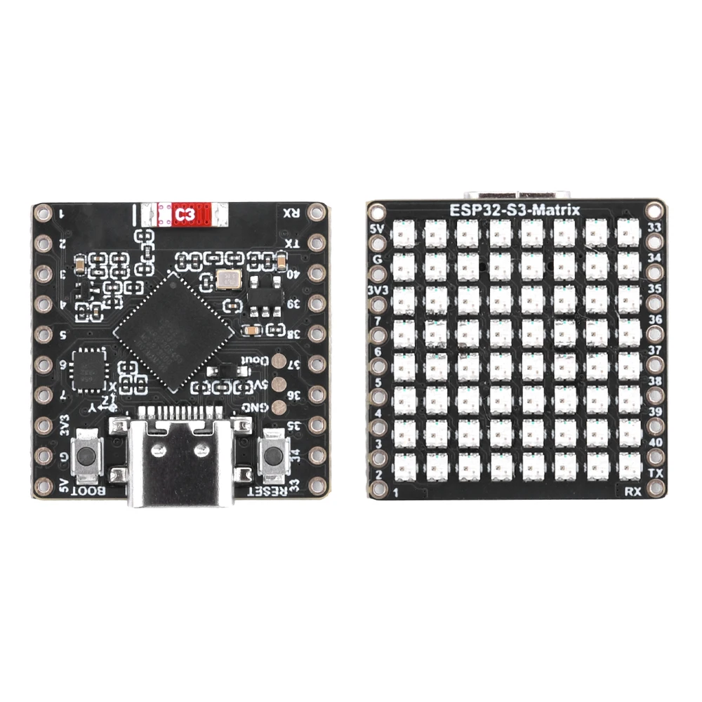 ESP32-S3 Matrix WIFI Bluetooth BLE5 لوحة تطوير صغيرة تعتمد على ESP32-S3 مع واجهة 8x8 RGB LED Matrix Type-C