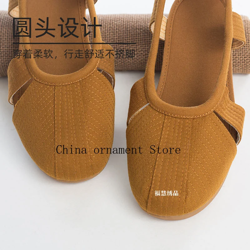 Fuhui Embroidered Arhat Shoes, Layman Shoes, Monk Shoes, Spring/Summer/Autumn Cotton Shoes, Hollow-Out Sandals, Classic and Vers